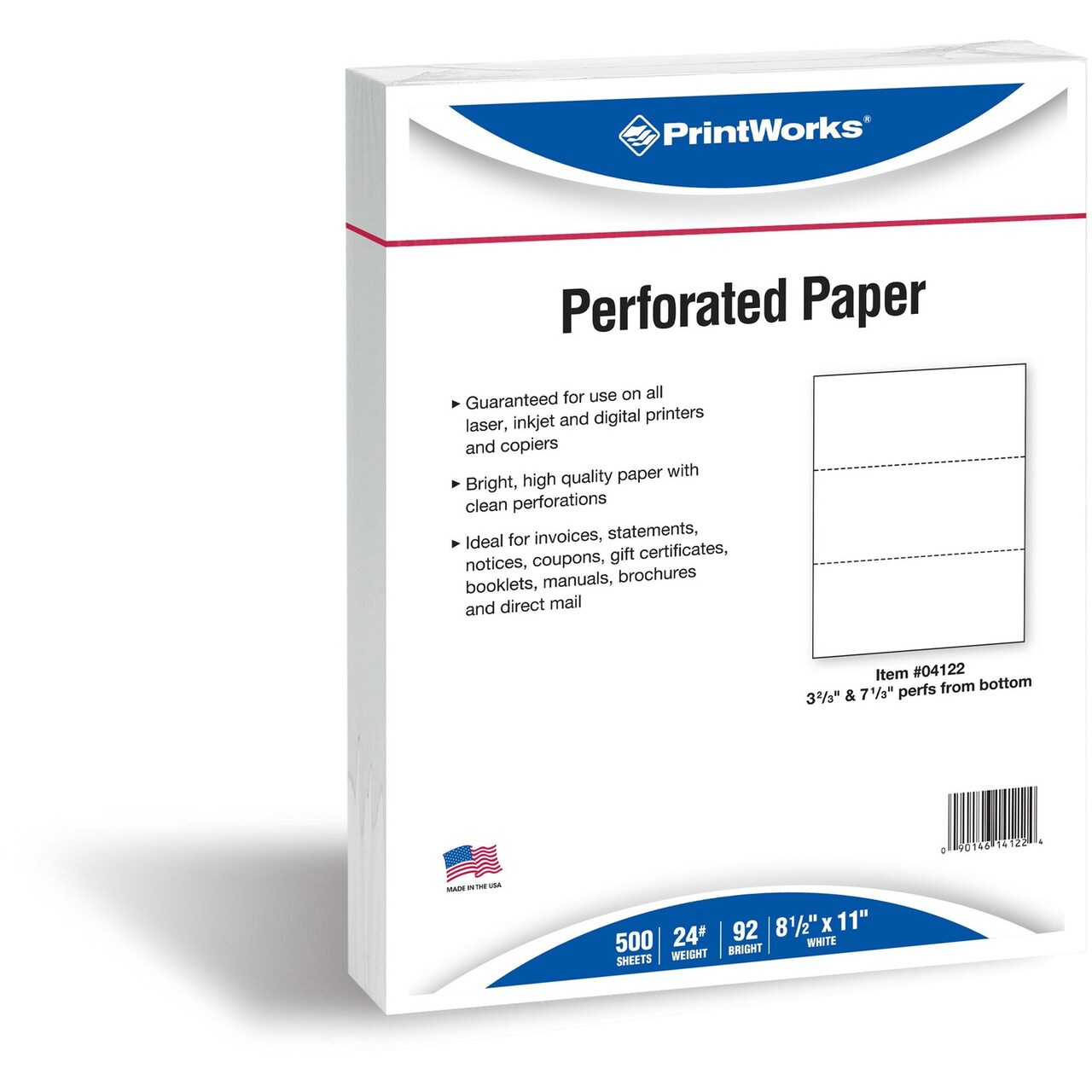 Paris Business Forms Perforated Office Paper, 8 1/2"x11", White